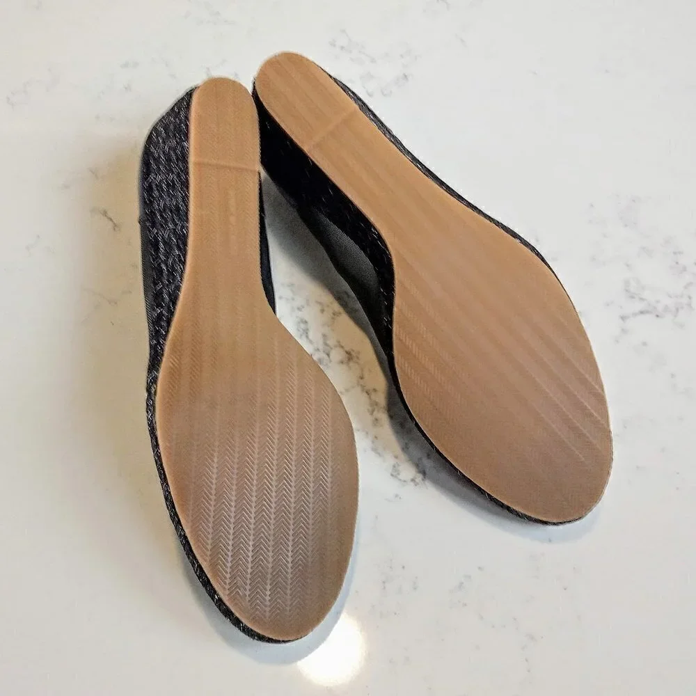Prevata Black Embellished Mesh Italian Wedges 8B
